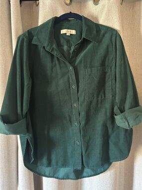 LOFT Forest Green Corduroy Button-Up